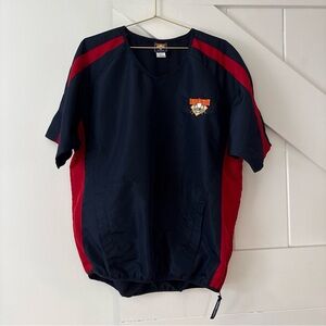 Cooperstown Dreams Park Navy Blue Red Short Sleeve Pullover Windbreaker Medium